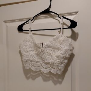 Choies White Lace Crop Top